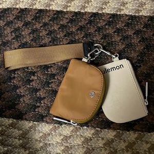 EUC-Lululemon Dual Pouch Wristlet - Brown and Tan - Lululemon Keychain